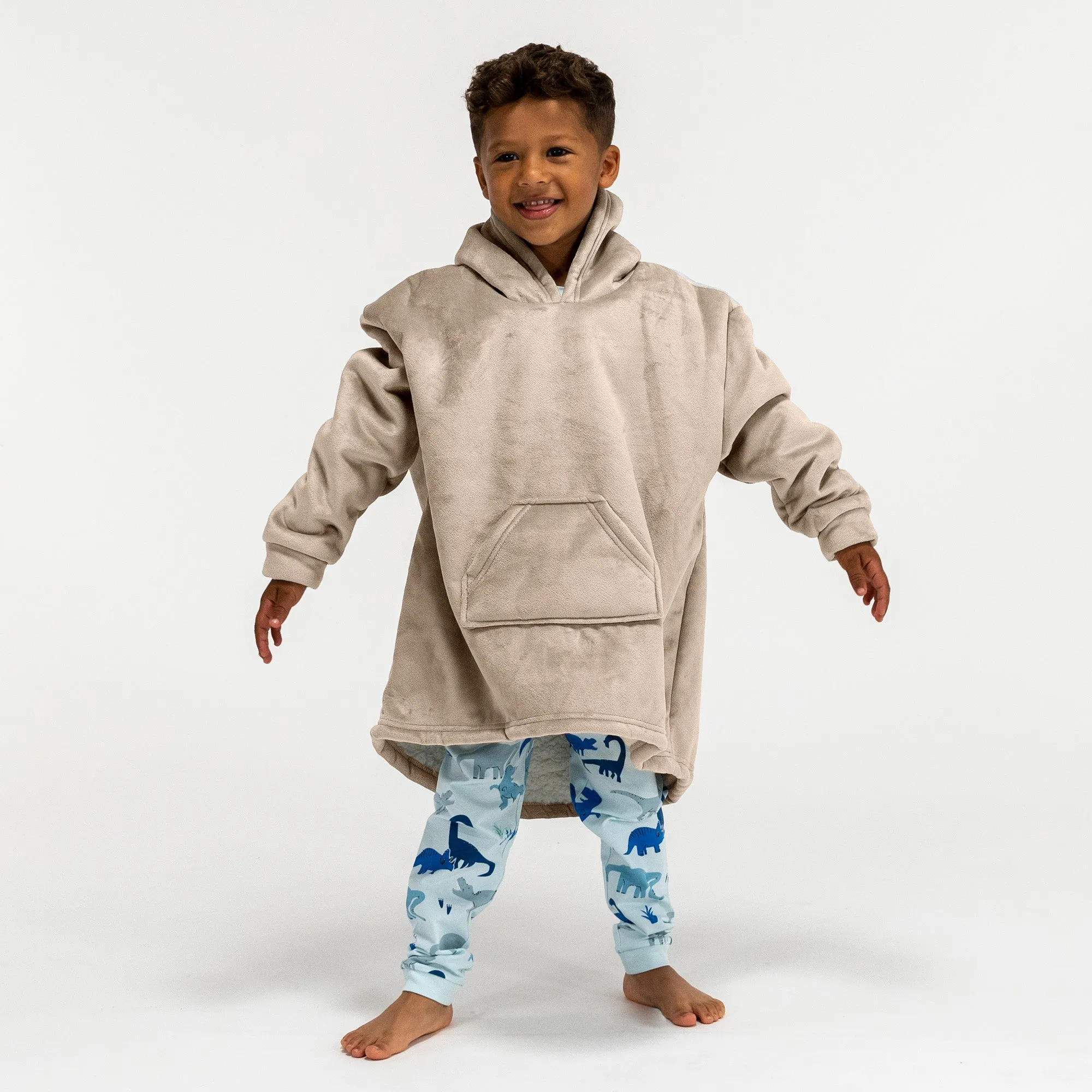 Kids Oversized Hoodie Blanket Sweatshirt - Minky Cream / Mink