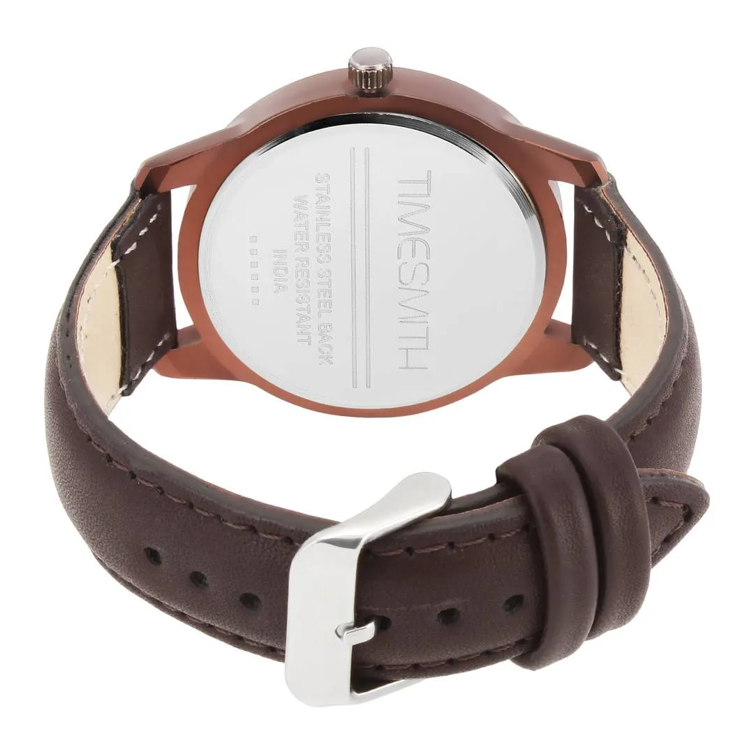 Men's Stylish Silver Synthetic Leather Analog Watches