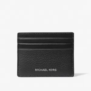 Michael Kors Hudson Pebbled Leather Business Card Holder, Black