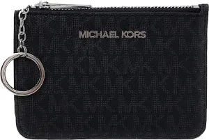 Michael Kors Jet Set Travel Small Top Zip Coin With ID Holder Wallet, Black, Gray