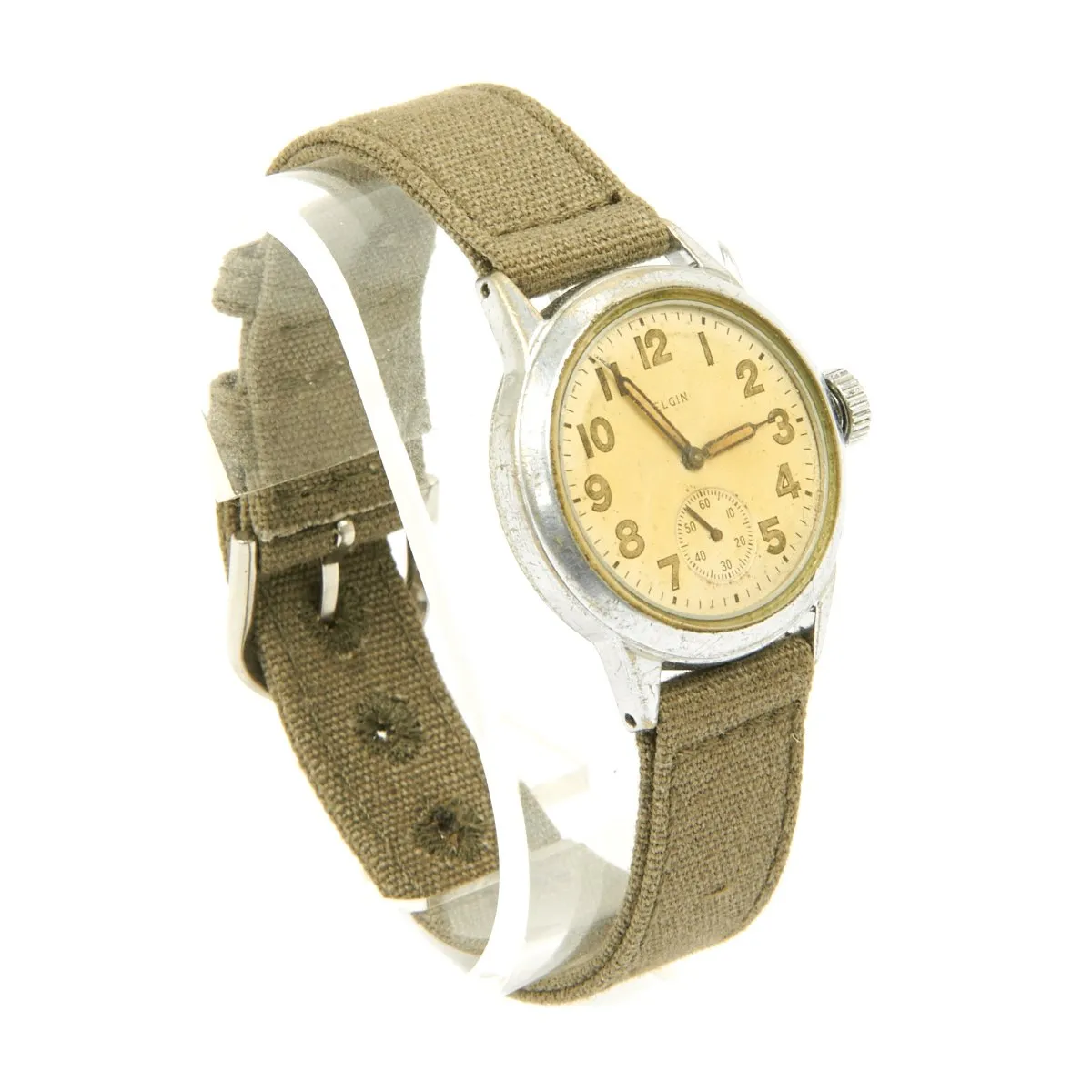 Original U.S. WWII Army Officer 15-Jewel Wrist Watch 8/0 Size by ELGIN - Fully Functional