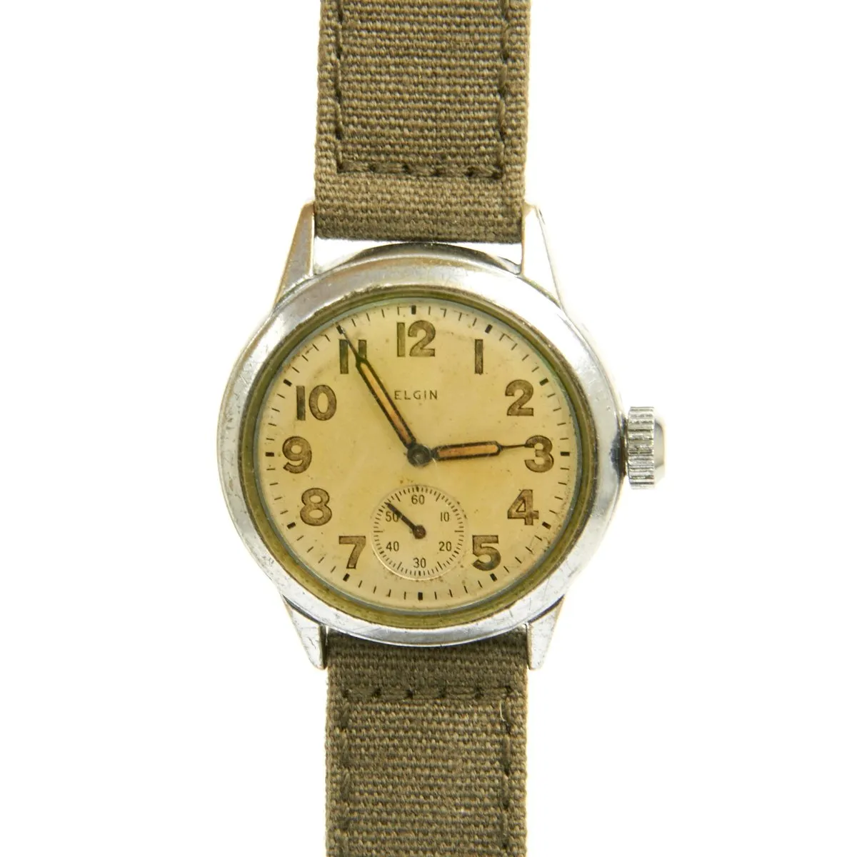 Original U.S. WWII Army Officer 15-Jewel Wrist Watch 8/0 Size by ELGIN - Fully Functional