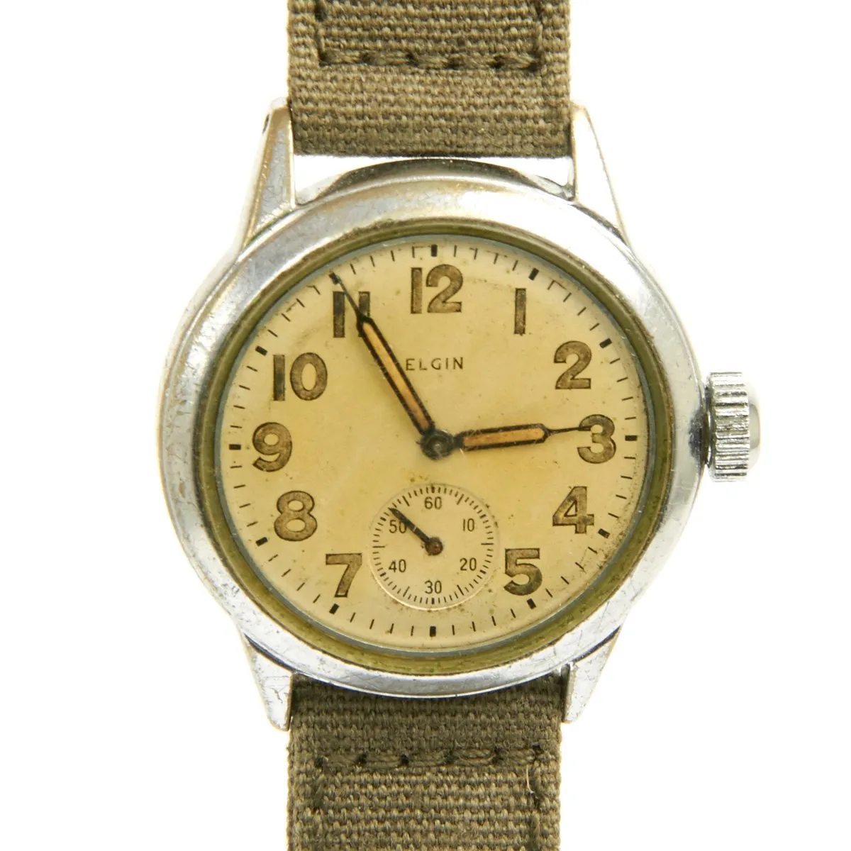 Original U.S. WWII Army Officer 15-Jewel Wrist Watch 8/0 Size by ELGIN - Fully Functional