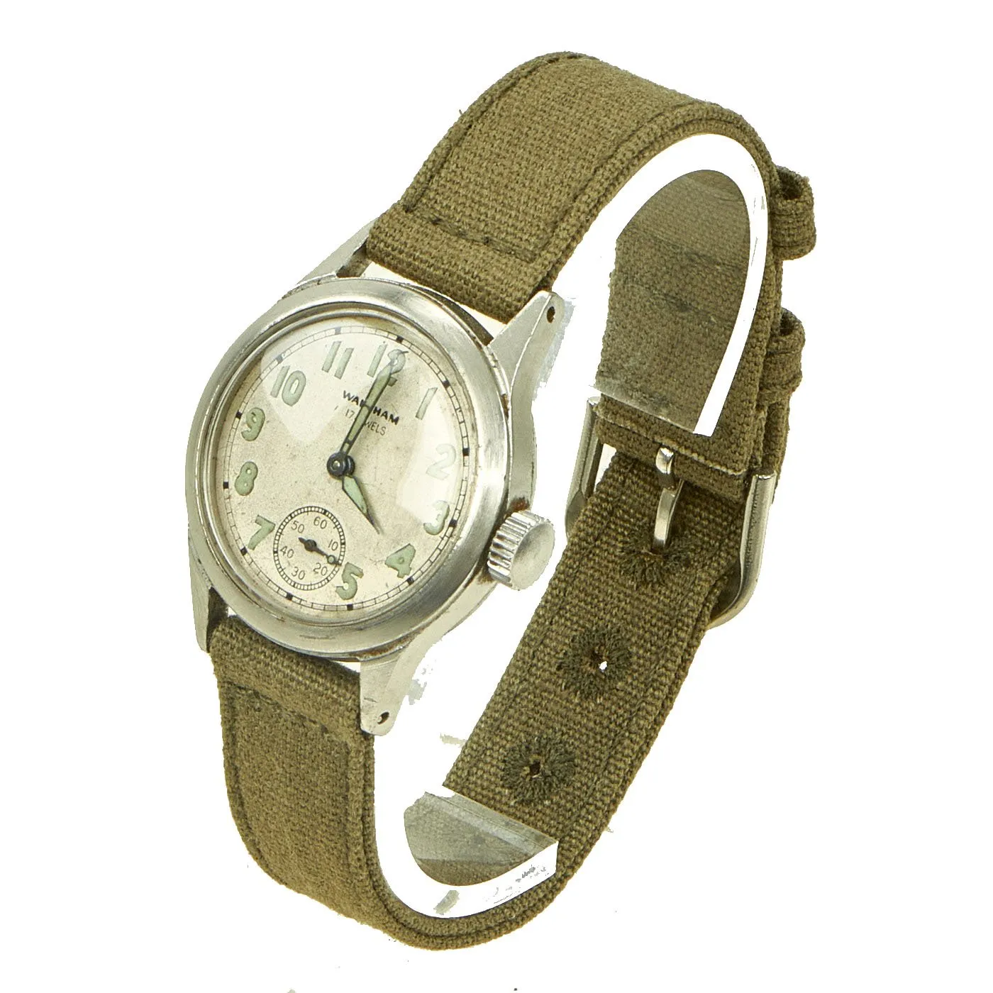 Original U.S. WWII Later-War Army 17-Jewel Officer Wrist Watch by Waltham - Fully Functional