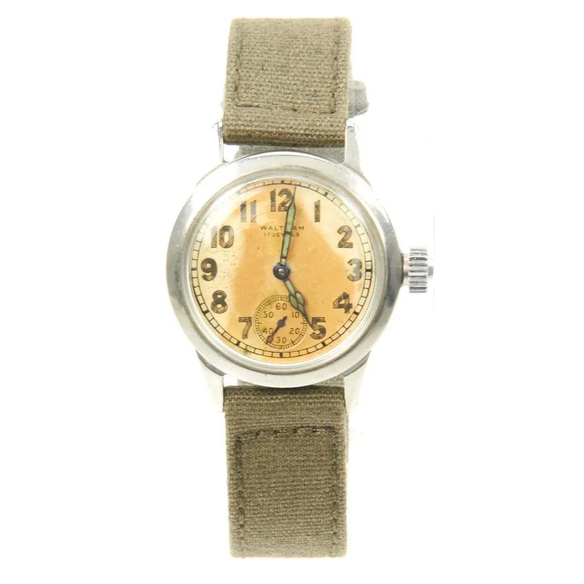 Original U.S. WWII Mid-War Army 17-Jewel Wrist Watch by Waltham - Fully Functional