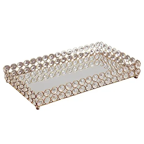 Pinakine® 3 Size - Mirrored Tray Home Decor Crystal Vanity Makeup Perfume Jewelry Tray 35x20x5cm|Home & Garden| Kitchen, Dining & Bar| Dinnerware & Serving Dishes| Trays|70024955PNKL