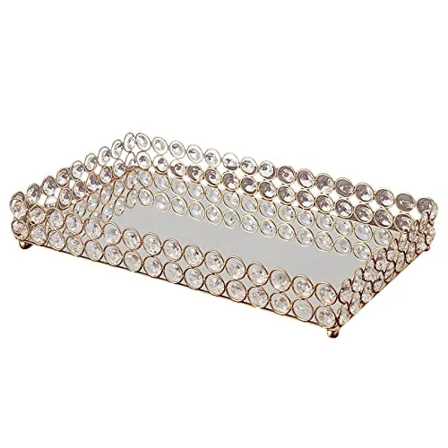 Pinakine® 3 Size - Mirrored Tray Home Decor Crystal Vanity Makeup Perfume Jewelry Tray 35x20x5cm|Home & Garden| Kitchen, Dining & Bar| Dinnerware & Serving Dishes| Trays|70024955PNKL