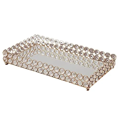 Pinakine® 3 Size - Mirrored Tray Home Decor Crystal Vanity Makeup Perfume Jewelry Tray 35x20x5cm|Home & Garden| Kitchen, Dining & Bar| Dinnerware & Serving Dishes| Trays|70024955PNKL