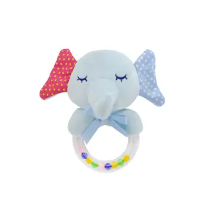 Plastic Ring Rattle - Blue Elephant