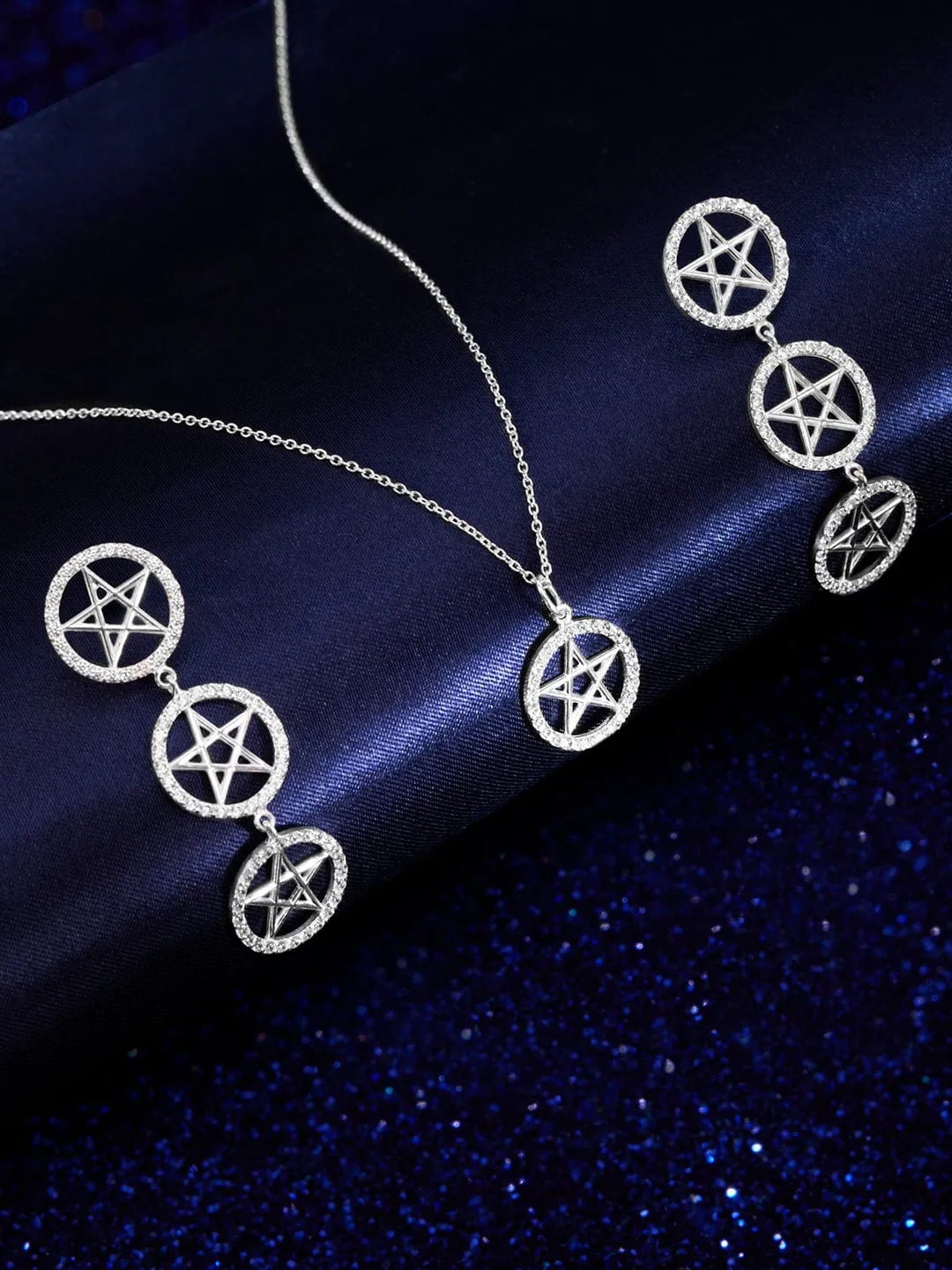 Rubans 925 Silver Shine As A Star Pendant Necklace Set.