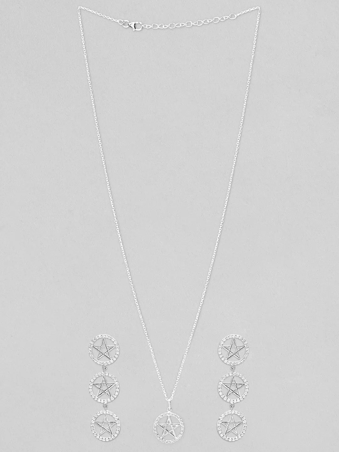 Rubans 925 Silver Shine As A Star Pendant Necklace Set.