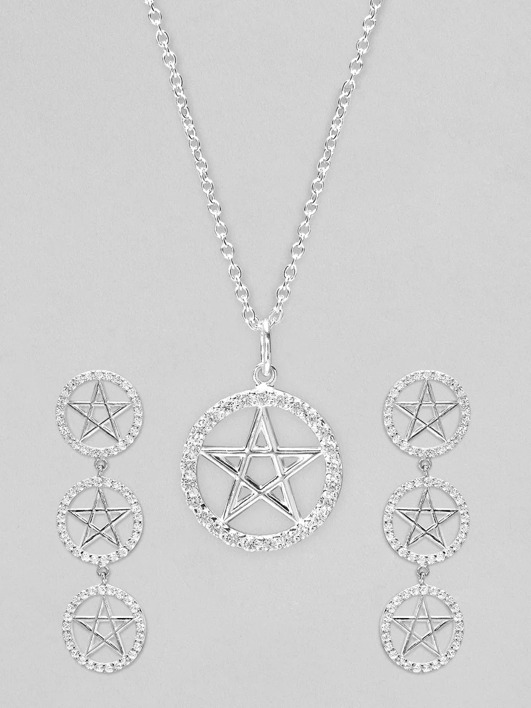 Rubans 925 Silver Shine As A Star Pendant Necklace Set.