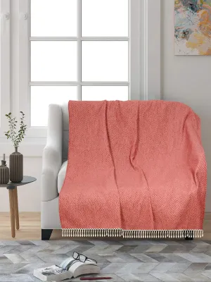 SARAL HOME EASY LIVING Home Chenille Sofa Throw (Set of 2, 140X125 Cms, Pink )