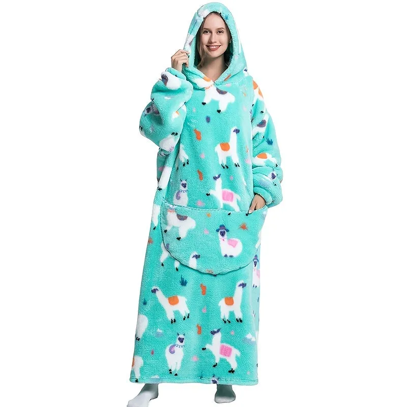 Soft Sherpa Fleece Hoodie Blanket with Big Pocket  Unisex