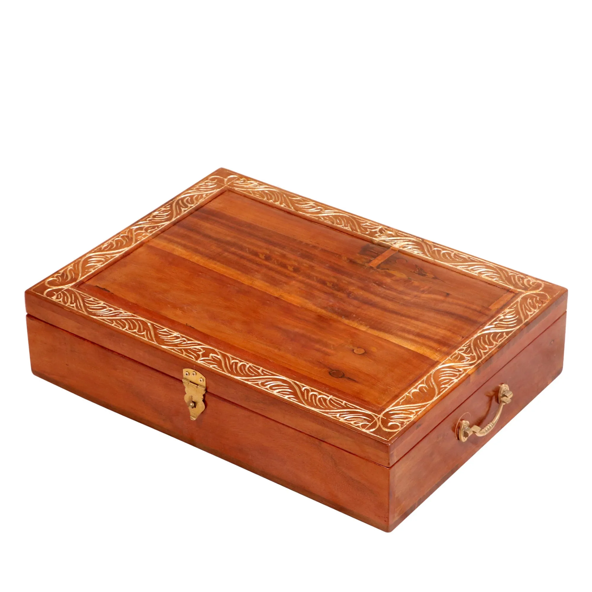 Solid wood carved petal golden boundary wooden Box