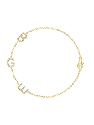 The Diamond Initial Bracelet 14K - 3 Letters