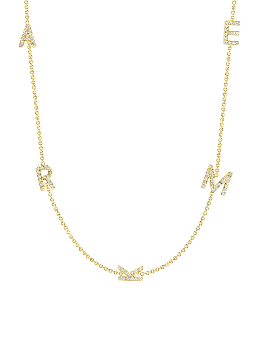 The Diamond Initial Necklace 14K - 5 Letters