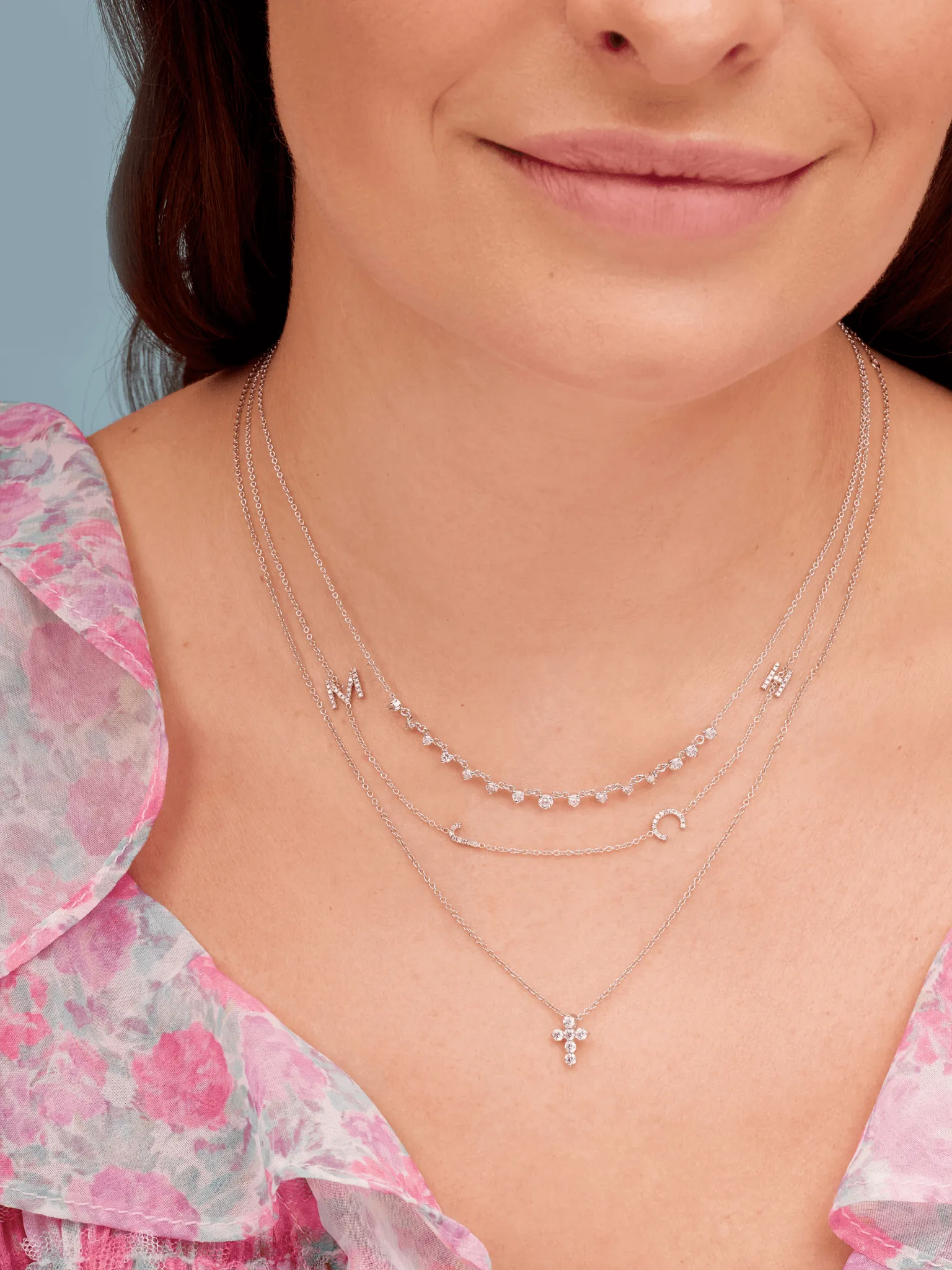 The Diamond Initial Necklace 14K - 5 Letters