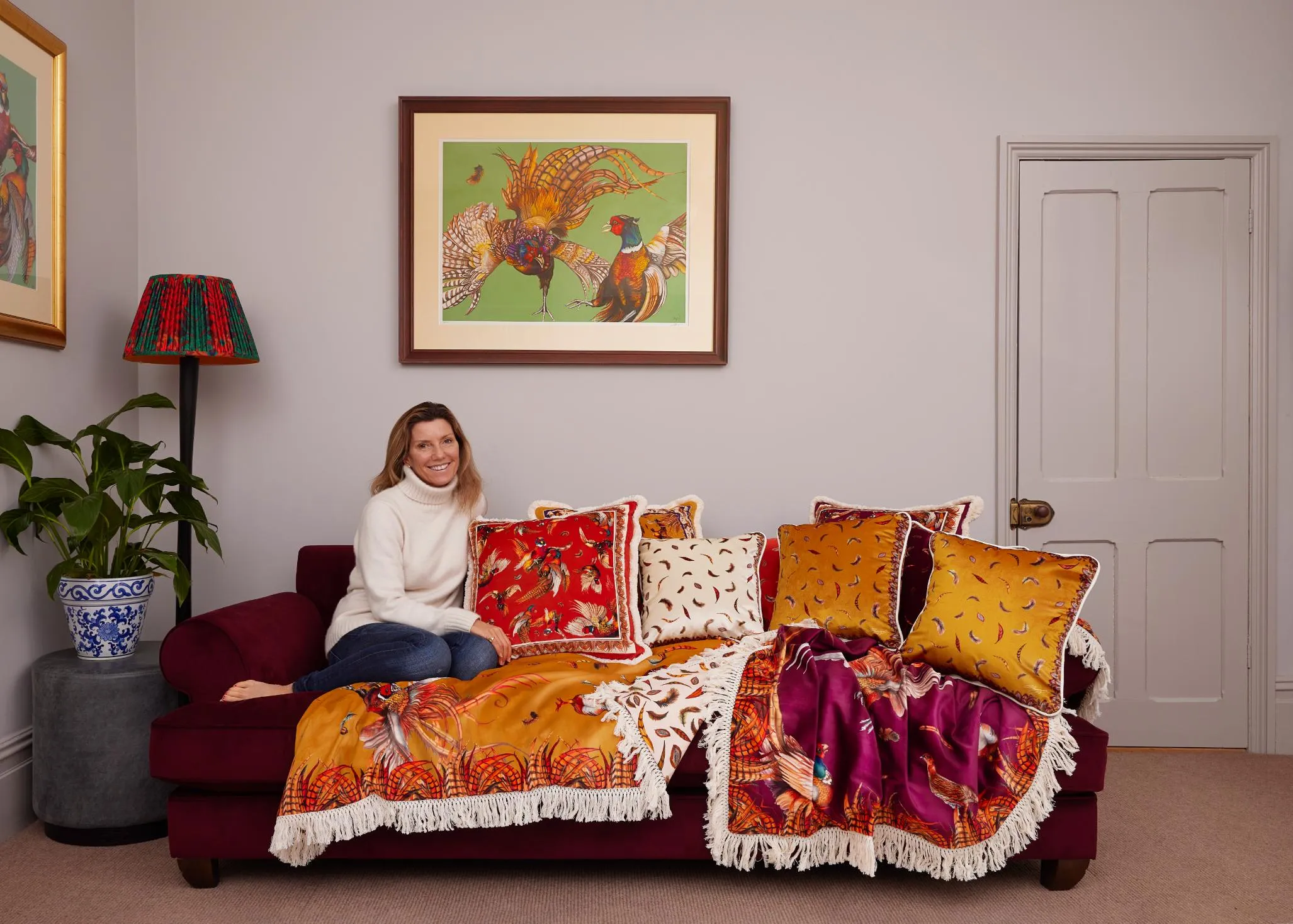 The Game Is Up Luxury Pheasant Throw in Gold