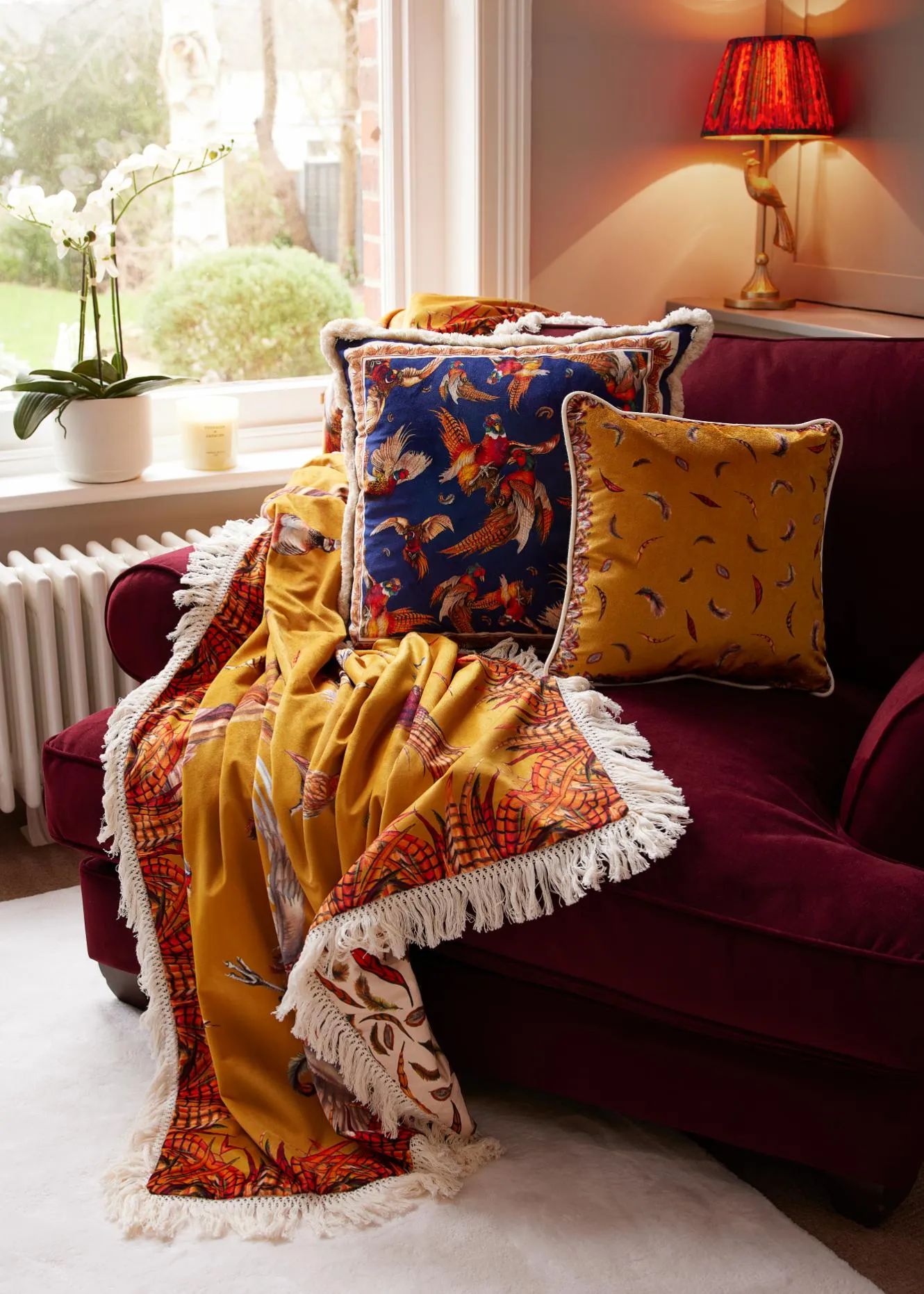 The Game Is Up Luxury Pheasant Throw in Gold