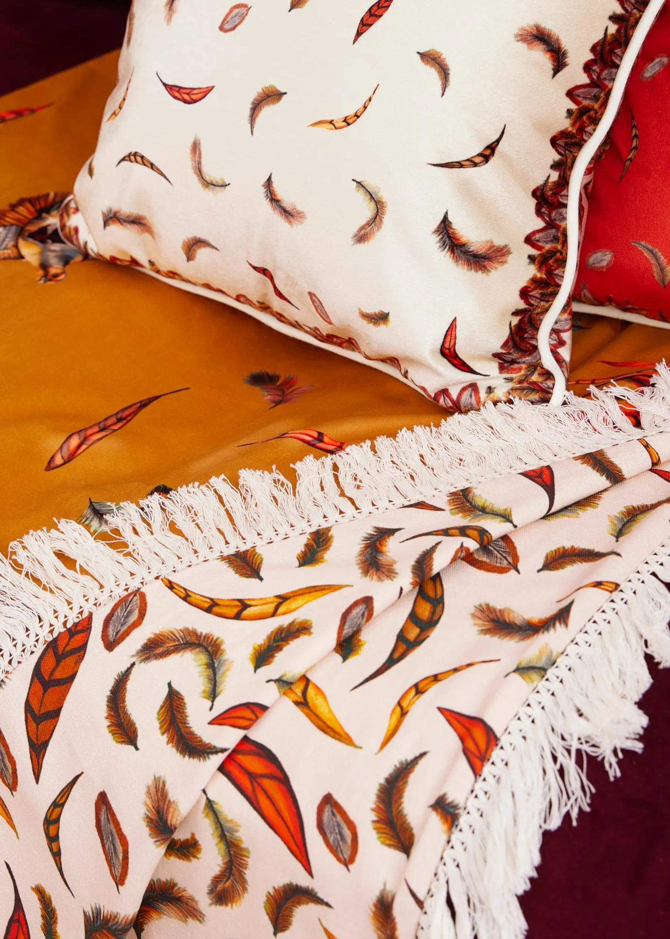 The Game Is Up Luxury Pheasant Throw in Gold