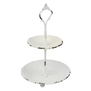 Two Tier White Metal Tray