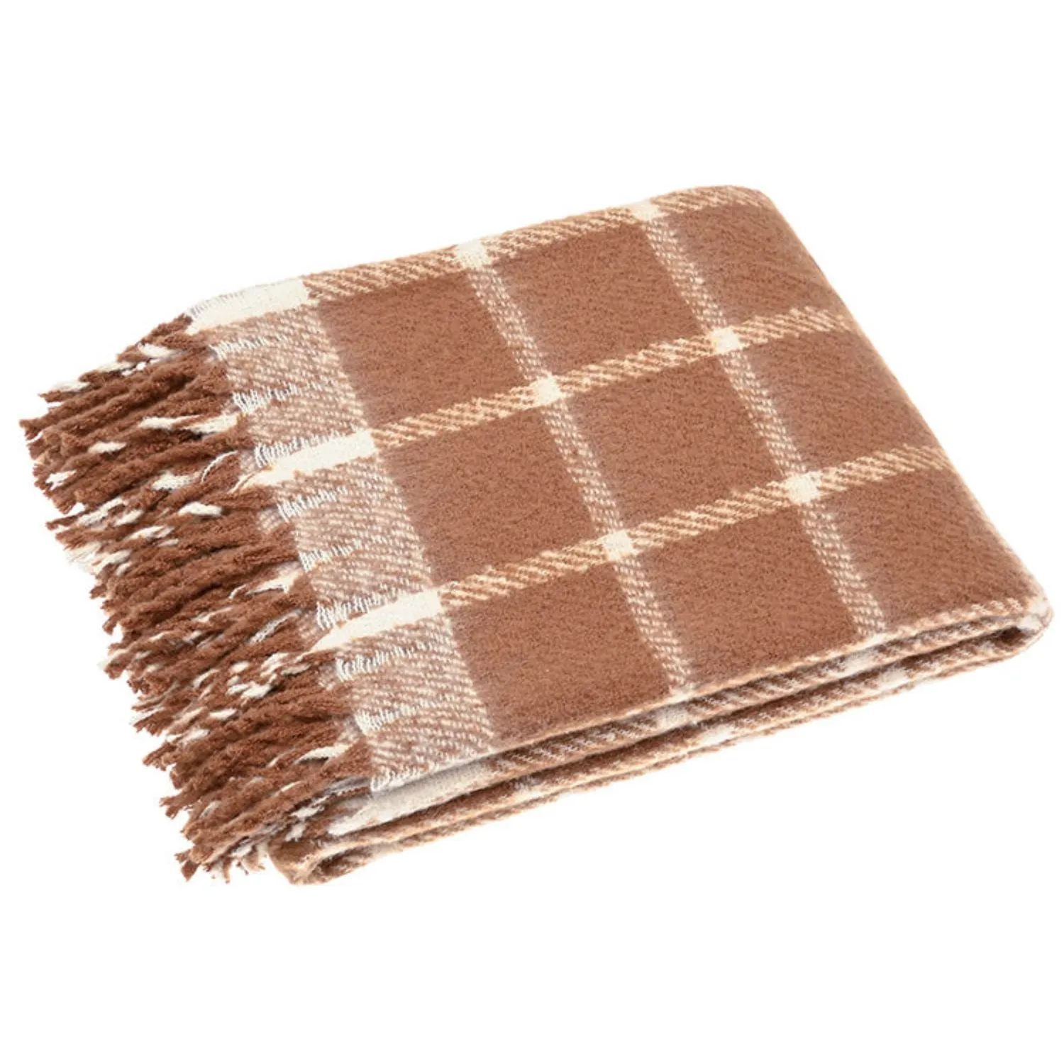 Walton & Co 180cm Faux Mohair Chequered Throw Spice