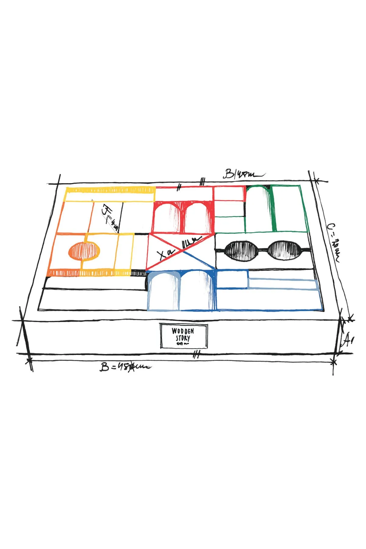 Wooden Story Rainbow Blocks - 30 Tray