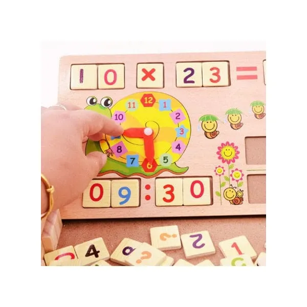 Wooden Toy for Alphabet, Math and General Skill Learning Educational Wooden Toy for kids, Wooden Educational Toy for Learning Math, Numbers, and General Skills (19 x 32 x 4 cm)