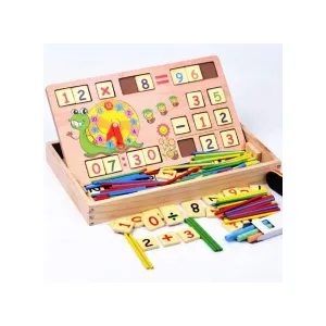 Wooden Toy for Alphabet, Math and General Skill Learning Educational Wooden Toy for kids, Wooden Educational Toy for Learning Math, Numbers, and General Skills (19 x 32 x 4 cm)